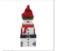 Personalised Stackable Snowman Gift Boxes with Red Hat - Set of 3 for Christmas