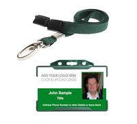 Personalised Staff ID Card - Photo Identity ID Badge by Quantum Leap - Comes with Green Card Holder & Green Plain Lanyard