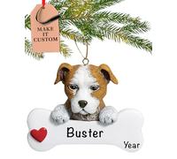 Personalised Staffordshire Pitbull Dog Bone Ornament 2025 - Fast & Free 24h Customisation - Pet Christmas Ornaments for Tree - Custom Gift Wrapped Xmas Keepsake for Dog-Lovers