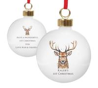 Personalised Stag Bauble. Scottish Themed Ceramic Bauble