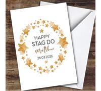 Personalised Stag Do Card For Anyone Stars Gold Frame | Custom Greetings Card For Stag Do Any Text Inside & Out