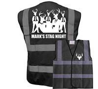 Personalised Stag Do Hi Vis Black Vest With Stag Squad -Ideal For Stag Do & Stag Nights Party Large