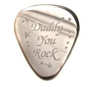 Personalised Stainless Steel 1.2mm "Daddy You Rock" Guitar Plectrum Pick, Engraved
