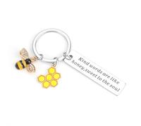 Personalised Stainless Steel Bee Keychain Gift,Teacher Nurse Gift,Honeycomb Keyring,Key Chain for Women,Friendship Sister Birthday Giftm,Unique Teacher Gift,Friendship Gifts for Women,Cute Keyring