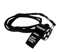 Personalised Stainless Steel Black Whistle, Lanyard/Rope Choice, Coaches, PE Teacher, Lifeguard, Football, Rugby Gift (Plain Rope, Black)
