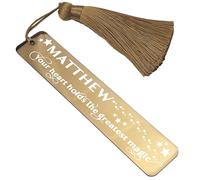 Personalised Stainless Steel Bookmark Wizarding World Inspired Magical Gift for Book Witches or Wizards Movie Fans (Design #3, Rose Gold)