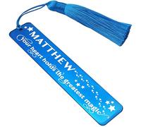 Personalised Stainless Steel Bookmark Wizarding World Inspired Magical Gift for Book Witches or Wizards Movie Fans (Design #3, Blue)
