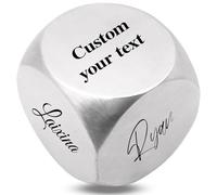 Personalised Stainless Steel Decision Dice, Custom Blank Decision Dice with Your Own Text, for Girlfriend or Boyfriend, Anniversary Christmas Birthday, Decider Dic.