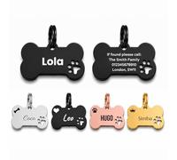 Personalised Stainless Steel Dog Tag - Black Bone Pet ID Tag - Medium 30mm