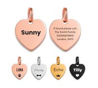 Personalised Stainless Steel Dog Tag - Rose Gold Heart Pet ID Tag - Small 25mm