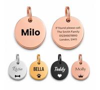Personalised Stainless Steel Dog Tag - Rose Gold Round Pet ID Tag - Small 25mm