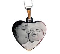 Personalised Stainless Steel Heart Photo Pendant Necklace, Engraved, Customisable with Name, Date, Message