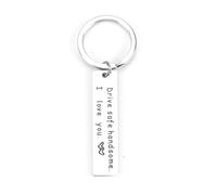Personalised Stainless Steel Keychain, 'drive Safe Handsome, I Love You' Rectangle Tag, Gifts for Women Birthday Gifts, Good Friend and Sister Gifts, Funny Gifts for Women, Gifts for Female Friends