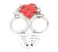 Personalised Stainless Steel Keychain Set, 2 Heart-Shaped Blocks with 'together Forever' Pendants, Unique Gifts for Women, Mums, Good Friends, Sisters and Anniversary Stocking Fillers,Gifts for Sister