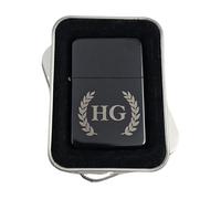 Personalised Stainless Steel Lighter With Your Initials + Gift Tin + Reverse engraving