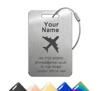 Personalised Stainless Steel Luggage Tag Laser Engraved Metal ID Label | Custom Engraving, Travel Accessory, Metal ID Tag, Durable Steel, Personalised Design
