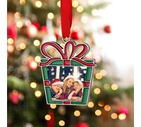 Personalised Stainless Steel Ornament Christmas Tree Hanging Pendant, Custom Your Picture&Photo Single-Sided Printing Xmas Decor, Gifts for Family Lover Friends Father Mother (03-Gift Box)