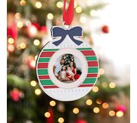 Personalised Stainless Steel Ornament Christmas Tree Hanging Pendant, Custom Your Picture&Photo Single-Sided Printing Xmas Decor, Gifts for Family Lover Friends Father Mother (04-Round Ball)