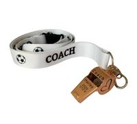 Personalised Stainless Steel Rose Gold Whistle, Lanyard/Rope Choice, Coaches, PE Teacher, Lifeguard, Football, Rugby Gift (COACH Football Lanyard, White)