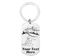 Personalised Stainless Steel Snowboarding Keyring - Keychain with Snowboarder Design - Custom Laser Engraved Front & Back - Add Name or Message - Gift for Snowboarders, Winter Sports & Snow Trips