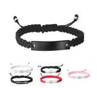 Personalised Stainless SteelBraided Rope,Custom Name Relationship Bracelet Personalized Gift for Men Women,Couples Bracelets Distance Relationship Bracelet for Him and Her Soulmate (Black)