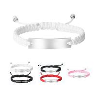 Personalised Stainless SteelBraided Rope,Custom Name Relationship Bracelet Personalized Gift for Men Women,Couples Bracelets Distance Relationship Bracelet for Him and Her Soulmate (White)