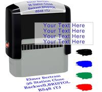 Personalised Stamp 47x18mm Custom Self-Inking Stamp Business Company Address Rubber Return Date Signature Ink Stamp