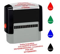 Personalised Stamp 70x25mm Custom Made Self-Inking Business Rubber Stamps,Customised Return Address Stamp, Up to 5 Lines-4 Ink Colours
