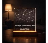 Personalised Star Map LED Night Light - The Night You Became My Mum - Custom Date & Location Acrylic Lamp Gift for Mum - Wooden Base Constellation Light - Mother’s Day Gift