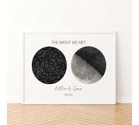 Personalised Star Map & Moon Phase Print, The Night We Met, Our First Date, Customised Romantic Present, Anniversary, Weddings, Engagement, Unique Valentine's Gift