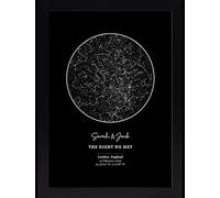 Personalised Star Map Print - Custom Night Sky Poster | Wedding Keepsake Couples | Circle Design | Any Date & Location | Midnight Black