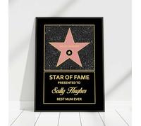 Personalised Star of Fame Print, Walk of Fame, Movie Poster, Custom Hollywood Themed Art, Movie Star Sign, Special Occasion Gift (A4, Framed)