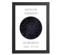Personalised Star Print Gift for Dad | Under These Stars You Became My Daddy | First Time from Daughter, Son, Baby | Custom Birthday Gift