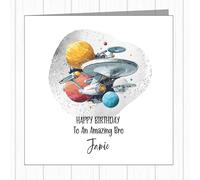 Personalised Star Trek Birthday Card - Starship Enterprise Ship In Space - Sci Fi