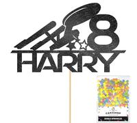 Personalised Starship Space Glitter Cake Topper- Black Any Custom Age & Name Glitter Cake Decoration and Sprinkles - Happy Birthday Decorations - Personalised Toppers for Cakes by Cakeshop