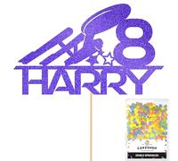 Personalised Starship Space Glitter Cake Topper- Blue Any Custom Age & Name Glitter Cake Decoration and Sprinkles - Happy Birthday Decorations - Personalised Toppers for Cakes by Cakeshop