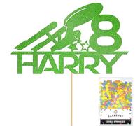 Personalised Starship Space Glitter Cake Topper- Green Any Custom Age & Name Glitter Cake Decoration and Sprinkles - Happy Birthday Decorations - Personalised Toppers for Cakes by Cakeshop