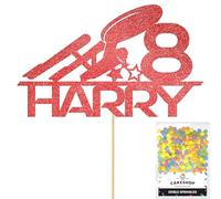 Personalised Starship Space Glitter Cake Topper- Red Any Custom Age & Name Glitter Cake Decoration and Sprinkles - Happy Birthday Decorations - Personalised Toppers for Cakes by Cakeshop