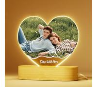 Personalised ‘Stay With You’ Heart Night Light - LED Photo Lamp for Couples, Romantic Anniversary or Valentine’s Gift