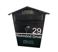 Personalised Steel Wall Mounted Modern Post Box, Mail Box | Full Custom Address