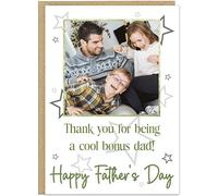 Personalised Step Dad Father's Day Card A5 A4 - Bonus Dad Thank You for Being Mine Special Stepfather Gift from Child Son Daughter Happy Fathers Day Greetings Cards (Design 7)