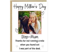 Personalised Step-Mum Happy Mother's Day Photo Cards - Upload Photo Custom Name Step Mother Bonus...Second Mum Like A... 7 Funny Quote Greeting Cards A5 (Design 5)