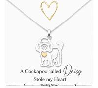 Personalised Sterling Silver Doodle Dog Necklace, Custom Name & Breed Gift for women, children, girls, Cockapoo Cavapoo Maltipoo Goldendoodle Labradoodle Schnoodle Dog Mum Jewellery (16, Inches)