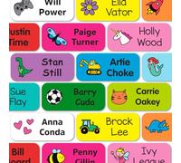 Personalised Stick on Name Labels for Clothes Kids School Uniform and Items Washable Clothing Name Stickers No-Iron No-Sew - Choice of Designs - 32x14mm (60)