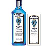 Personalised Sticker Label for Bombay Sapphire Gin Bottle Label Birthday Any Occasion BL125 1L