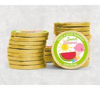 Personalised Stickers End of Term Summer Chocolate coins - Gold Foil Favours | Custom Name Stickers | Thank you | Have a great Summer | Design 1-50
