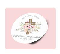Personalised Stickers Floral Cross Confirmation Stickers Personalized Thank You Stickers Small Business