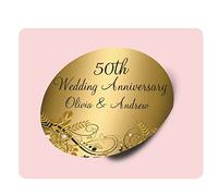 Personalised Stickers Gold Diamond Floral Swirl 50th Anniversary Sticker Personalised Stickers for Party Bags