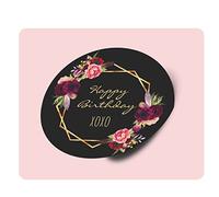 Personalised Stickers Happy Birthday Burgundy Floral Gold Black Classic Round Sticker Thank You for Your Order Stickers
