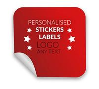 Personalised Stickers Labels Square Stickers Customised Photo Logo Colour Text or Image Business Labels Fully Customisable Matte Finish (60mm)